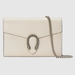 Gucci Dollar Dionysus white calfskin leather wallet on chain